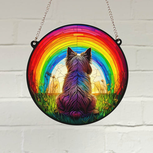 Cairn Terrier Rainbow Bridge Stained Glass Effect Suncatcher